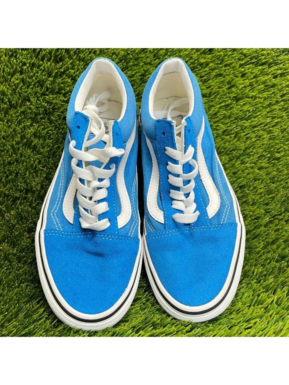 Vans Old Skool Womens Size 7.5 Blue White Athletic Skateboard Shoes Sneakers